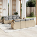 vidaXL 9-delige Loungeset met kussens poly rattan zwart