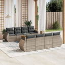 vidaXL 9-delige Loungeset met kussens poly rattan zwart