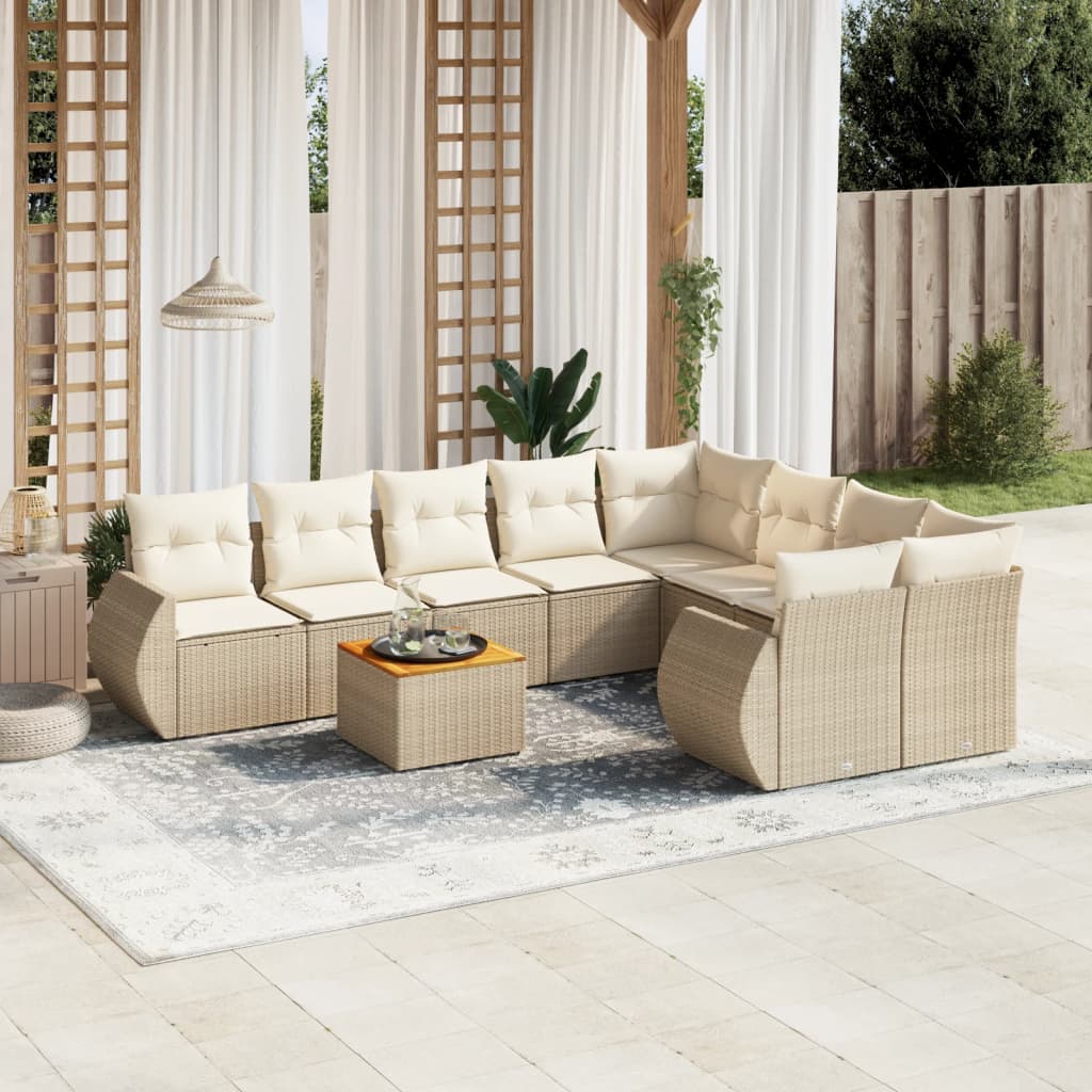 vidaXL 9-delige Loungeset met kussens poly rattan zwart