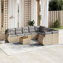 vidaXL 9-delige Loungeset met kussens poly rattan zwart