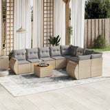 vidaXL 9-delige Loungeset met kussens poly rattan zwart