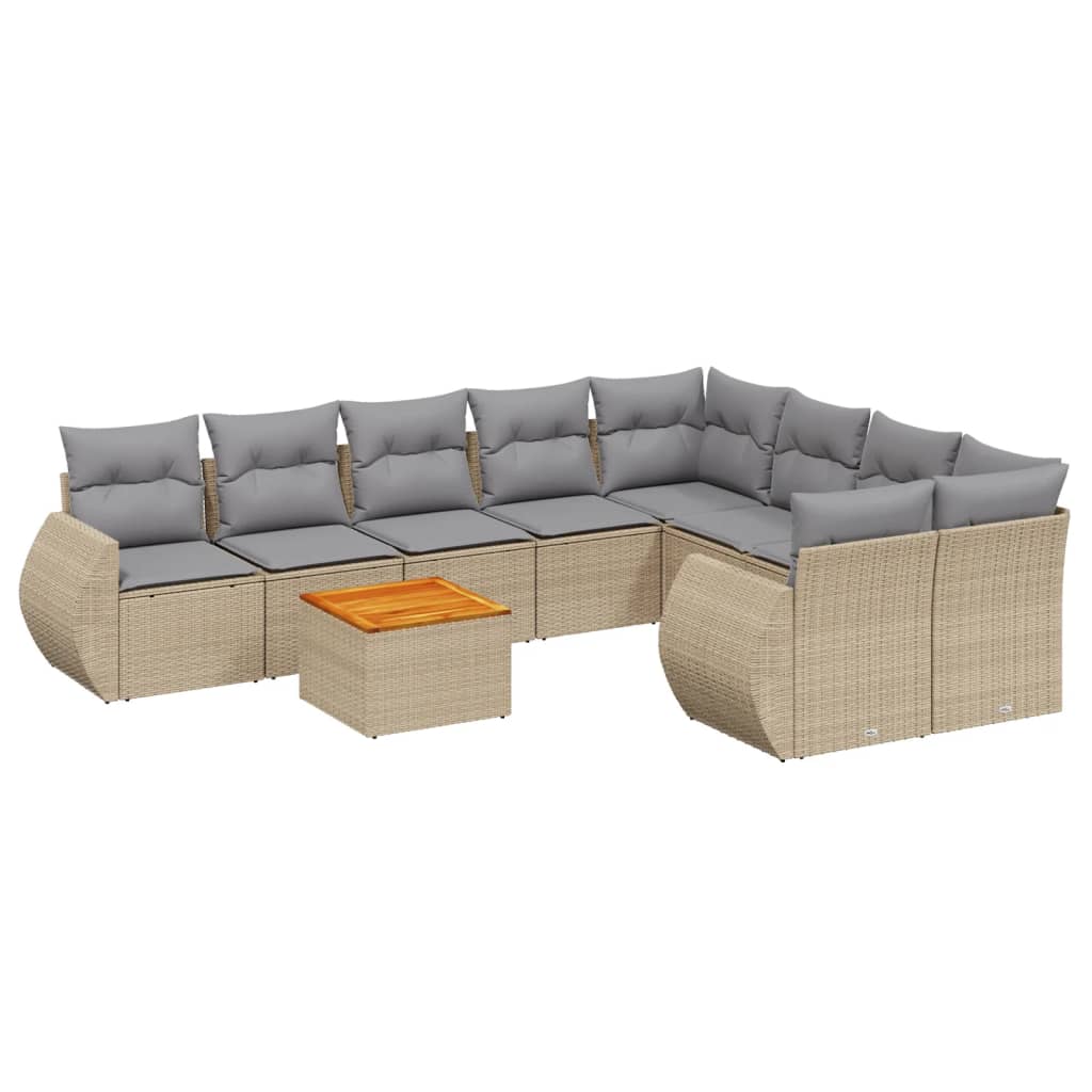 vidaXL 9-delige Loungeset met kussens poly rattan zwart