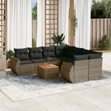 vidaXL 9-delige Loungeset met kussens poly rattan zwart