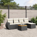 vidaXL 6-delige Loungeset met kussens poly rattan zwart