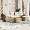 vidaXL 6-delige Loungeset met kussens poly rattan zwart