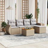 vidaXL 6-delige Loungeset met kussens poly rattan zwart
