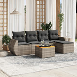 vidaXL 6-delige Loungeset met kussens poly rattan zwart