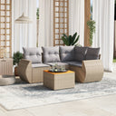 vidaXL 5-delige Loungeset met kussens poly rattan zwart
