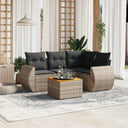 vidaXL 5-delige Loungeset met kussens poly rattan zwart