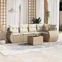 vidaXL 6-delige Loungeset met kussens poly rattan zwart