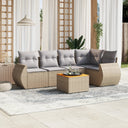 vidaXL 6-delige Loungeset met kussens poly rattan zwart