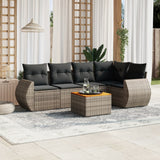 vidaXL 6-delige Loungeset met kussens poly rattan zwart