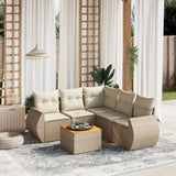 vidaXL 6-delige Loungeset met kussens poly rattan zwart