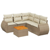 vidaXL 6-delige Loungeset met kussens poly rattan zwart
