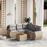 vidaXL 6-delige Loungeset met kussens poly rattan zwart
