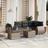 vidaXL 6-delige Loungeset met kussens poly rattan zwart