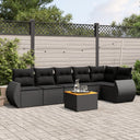 vidaXL 7-Piece Lounge Set with Cushions Poly Rattan Black
