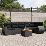 vidaXL 7-Piece Lounge Set with Cushions Poly Rattan Black