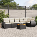 vidaXL 7-Piece Lounge Set with Cushions Poly Rattan Black