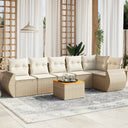 vidaXL 7-Piece Lounge Set with Cushions Poly Rattan Black