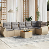 vidaXL 7-Piece Lounge Set with Cushions Poly Rattan Black