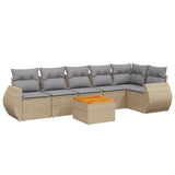 vidaXL 7-Piece Lounge Set with Cushions Poly Rattan Black