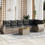 vidaXL 7-Piece Lounge Set with Cushions Poly Rattan Black