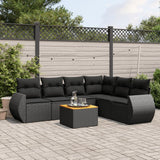 vidaXL 7-Piece Lounge Set with Cushions Poly Rattan Black
