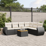 vidaXL 7-Piece Lounge Set with Cushions Poly Rattan Black
