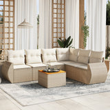 vidaXL 7-Piece Lounge Set with Cushions Poly Rattan Black