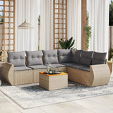vidaXL 7-Piece Lounge Set with Cushions Poly Rattan Black