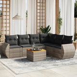 vidaXL 7-Piece Lounge Set with Cushions Poly Rattan Black