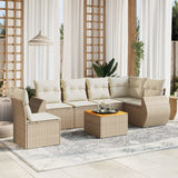 vidaXL 7-Piece Lounge Set with Cushions Poly Rattan Black