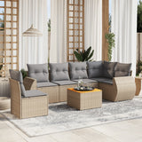 vidaXL 7-Piece Lounge Set with Cushions Poly Rattan Black
