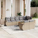 vidaXL 9-delige Loungeset met kussens poly rattan zwart