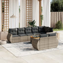 vidaXL 9-delige Loungeset met kussens poly rattan zwart