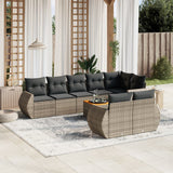 vidaXL 9-delige Loungeset met kussens poly rattan zwart