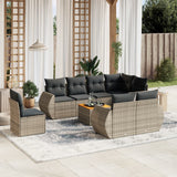 vidaXL 9-delige Loungeset met kussens poly rattan zwart