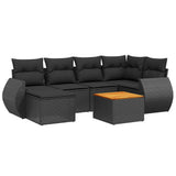 vidaXL 7-delige Loungeset met kussens poly rattan zwart