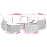 vidaXL 7-delige Loungeset met kussens poly rattan zwart