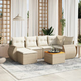 vidaXL 7-delige Loungeset met kussens poly rattan zwart