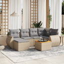 vidaXL 7-delige Loungeset met kussens poly rattan zwart