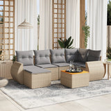 vidaXL 7-delige Loungeset met kussens poly rattan zwart