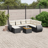 vidaXL 8-delige Loungeset met kussens poly rattan zwart
