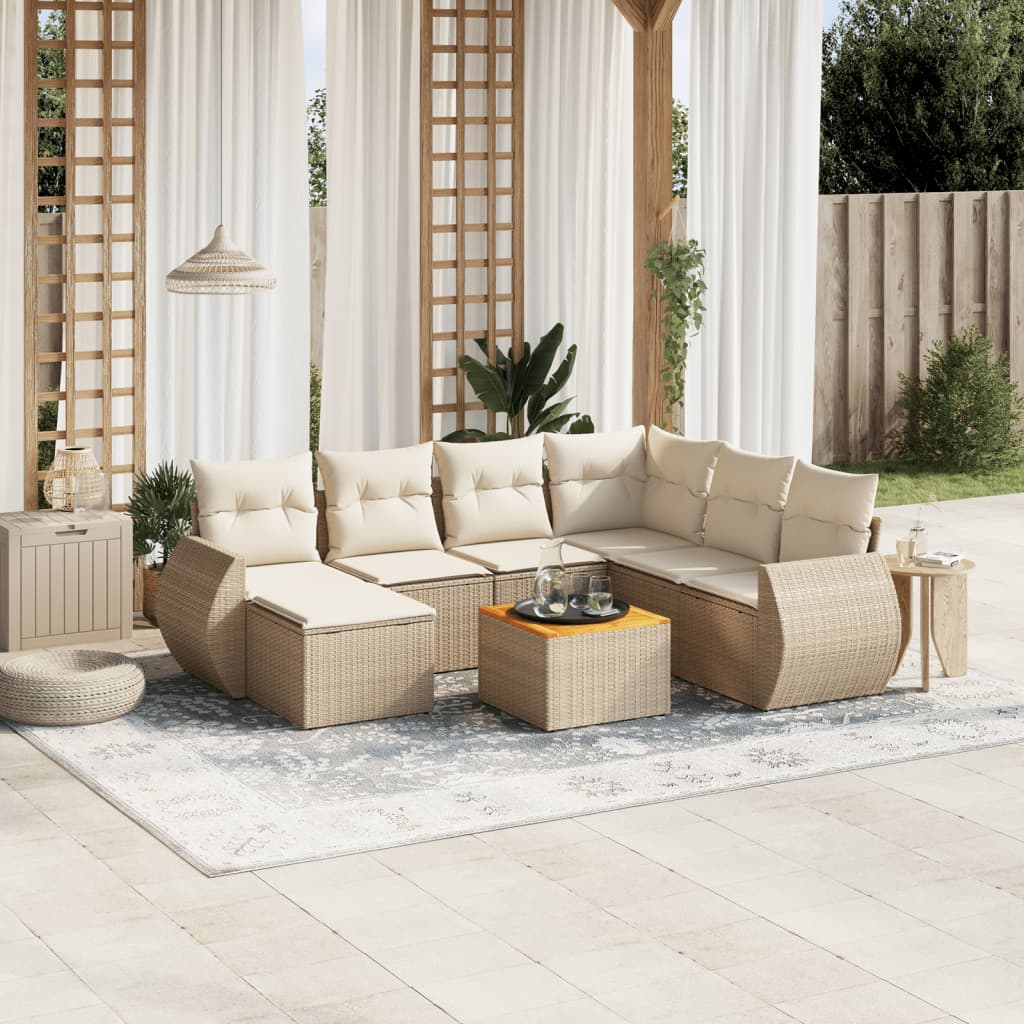 vidaXL 8-delige Loungeset met kussens poly rattan zwart