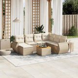 vidaXL 8-delige Loungeset met kussens poly rattan zwart