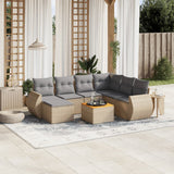vidaXL 8-delige Loungeset met kussens poly rattan zwart