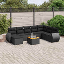 vidaXL 9-piece Poly Rattan Lounge Set with Cushions Black