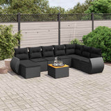 vidaXL 9-piece Poly Rattan Lounge Set with Cushions Black