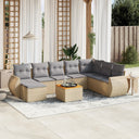 vidaXL 9-piece Poly Rattan Lounge Set with Cushions Black